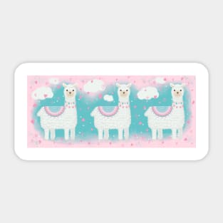 Cute Pink and Mint Llama with Gifts Sticker